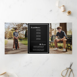 Black Edgy Abstrakt Torn Foto Abschluss Dreifach Gefaltete Einladung