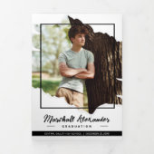 Black Edgy Abstrakt Torn Foto Abschluss Dreifach Gefaltete Einladung (Cover)