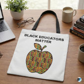 Black Educators Matter Kente Cloth Apple Teacher Tasche