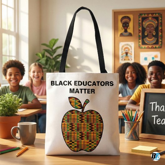 Black Educators Matter Kente Cloth Apple Teacher Tasche