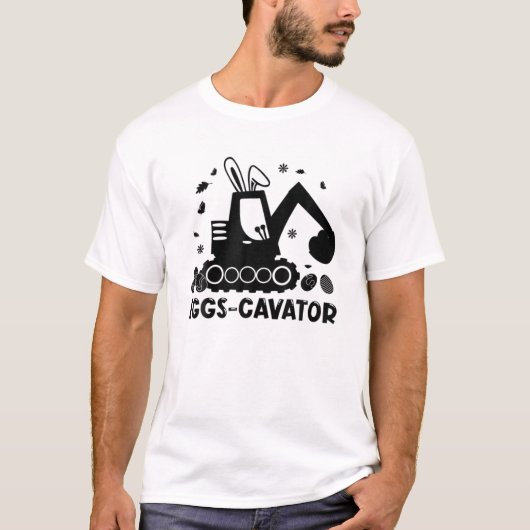 Black Eggs-Cavator Bunny Tractor Eggs Happy Easter T-Shirt (Vorderseite)