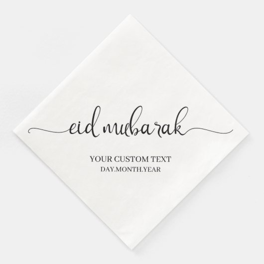 Black Eid Mubarak Calligrafie Custom Serviette (Ecke)