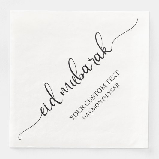 Black Eid Mubarak Calligrafie Custom Serviette (Vorderseite)