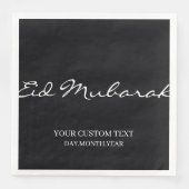 Black Eid Mubarak English Custom Serviette (Vorderseite)