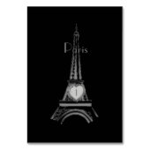 Black Eiffel Tower Paris Table Card Tischnummer (Rückseite)