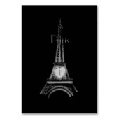 Black Eiffel Tower Paris Table Card Tischnummer (Vorderseite)