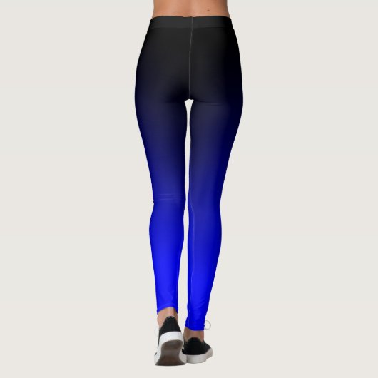 Black Electric Blue Ombre Gradient Leggings (Rückseite)