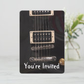 Black Electric Gitarre Geburtstagsparty Einladunge Einladung (Stehend Vorderseite)