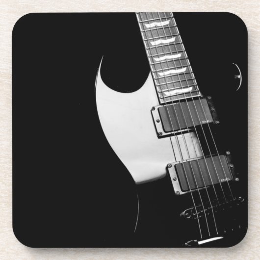 Black Electric Guitar Untersetzer Set (Vorderseite)