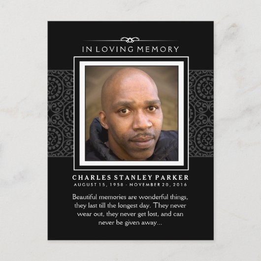 Black Elegance Beileid Vielen Dank Foto PostCard Postkarte (Vorderseite)