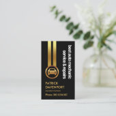 Black Elegance Striking Gold Lines Car Mechanic Visitenkarte (Stehend Vorderseite)
