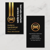 Black Elegance Striking Gold Lines Car Mechanic Visitenkarte (Vorne/Hinten)