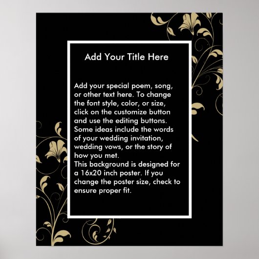 Black Elegance Wedding Poster (Vorne)