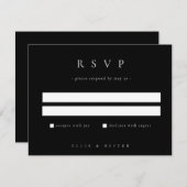Black Elegant Boho Wedding Modern RSVP Karte (Vorne/Hinten)