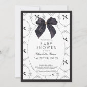 Black Elegant Bow Baby Shower Einladung (Vorderseite)