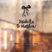 Black Elegant Bow Name Datum Hochzeitfeier SIgn Fensteraufkleber (Blatt 2)