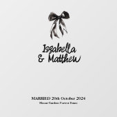 Black Elegant Bow Name Datum Hochzeitfeier SIgn Fensteraufkleber (Blatt)