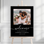 Black Elegant Calligrafy Foto Hochzeit Willkommen Poster