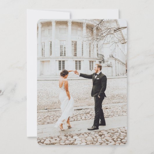 Black Elegant Calligraphy Foto Hochzeit Einladung (Rückseite)