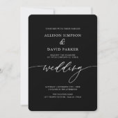 Black Elegant Calligraphy Foto Hochzeit Einladung (Vorderseite)