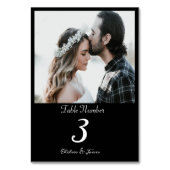 Black Elegant Calligraphy Foto Wedding Custom Tischnummer (Rückseite)