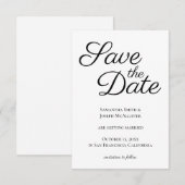 Black Elegant Calligraphy Save the Date Einladung (Vorne/Hinten)
