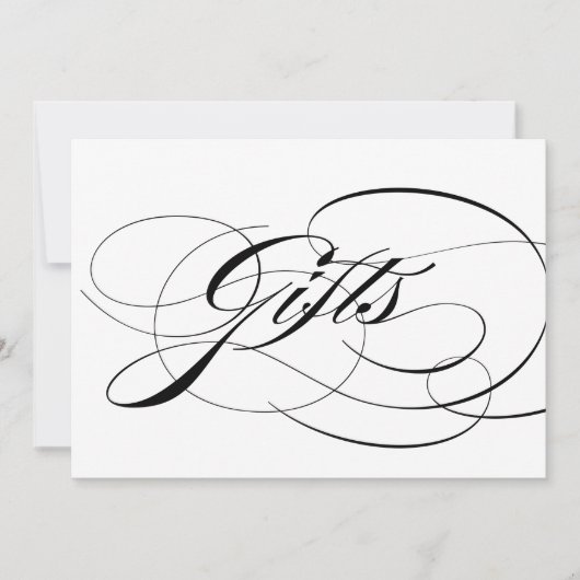Black Elegant Calligraphy Wedding Gifts Sign (Vorderseite)