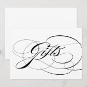 Black Elegant Calligraphy Wedding Gifts Sign (Vorne/Hinten)