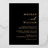 Black Elegant Calligraphy Wedding Gold Folieneinladung (Vorderseite)