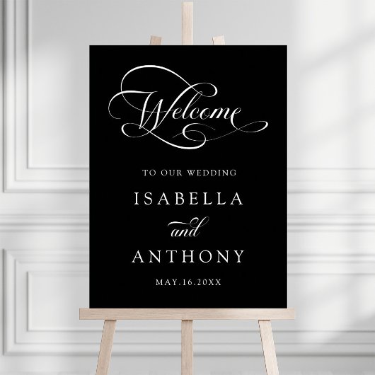 Black Elegant Calligraphy Wedding Welcome Sign Poster