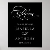 Black Elegant Calligraphy Wedding Welcome Sign Poster (Vorne)