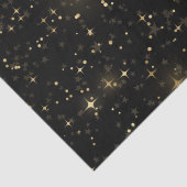 Black Elegant Celestial Starry Gold Stars Design Seidenpapier (Detail)