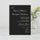 Black Elegant Chic Calligraphy Wedding Einladung (Stehend Vorderseite)
