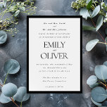 Black Elegant Classic Frame Wedding Parents Host Einladung<br><div class="desc">Machen Sie Ihre Hochzeitsankündigung unvergesslich mit unserem formellen eleganten Hochzeitsvortrag. Diese Schwarz-Weiß-Einladung ist perfekt für Eltern konzipiert, die den besonderen Tag ausrichten. Sie zeichnet sich durch einen ausgeklügelten schwarzen Rahmen und eine elegante Typografie für die Namen des Ehegatten und die Informationen zur Hochzeit aus. Diese Vorlage ist vollständig anpassbar und...</div>