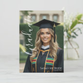 Black Elegant Classic One Photo Graduation Einladung (Stehend Vorderseite)