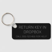 Black Elegant Custom Guest House Zimmer Telefonnum Schlüsselanhänger (Rückseite)