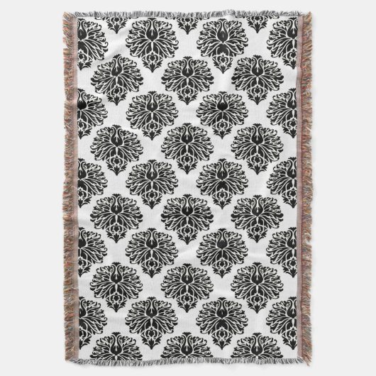 Black Elegant Damask Decke (Vorderseite Vertikal)