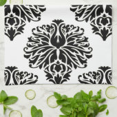 Black Elegant Damask Geschirrtuch (Gefaltet)