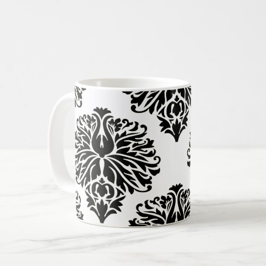Black Elegant Damask Kaffeetasse (Vorderseite Links)