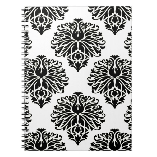 Black Elegant Damask Notizblock (Vorderseite)