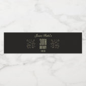 Black Elegant Floral Adult Geburtstag Wasserflaschenetikett (Einzelnes Label)