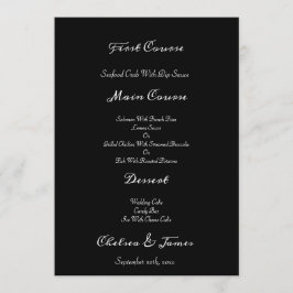 Black Elegant Foto Calligraphy Script Wedding Menükarte