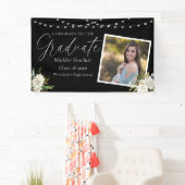 Black Elegant Foto Floral Abschluss Banner (Insitu)
