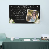Black Elegant Foto Floral Abschluss Banner (Messeveranstaltung)