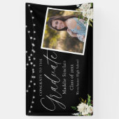Black Elegant Foto Floral Abschluss Banner (Vertikal)