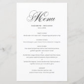 Black Elegant Geblüht Script Wedding Menu Card (Vorderseite)