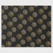 Black Elegant Gold Snowflakes Pattern New Year Geschenkpapier (Flach)
