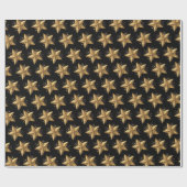 Black Elegant Gold Stars Pattern New Year winter Geschenkpapier (Flach)