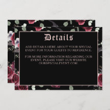 Black Elegant Gothic Bat and Rose Enclosure Card