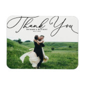 Black Elegant handgeschriebenes Script-Foto Hochze Magnet (Horizontal)